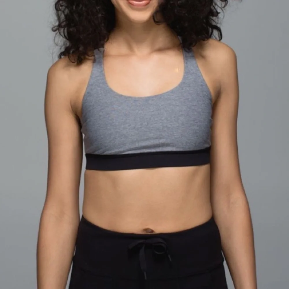 Lululemon Energy Strappy Sports Bra Heathered Gray Black